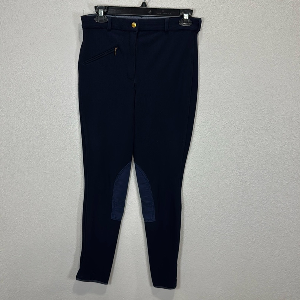 JPC equestrian front‎ zip knee patch breeches in blue ribb